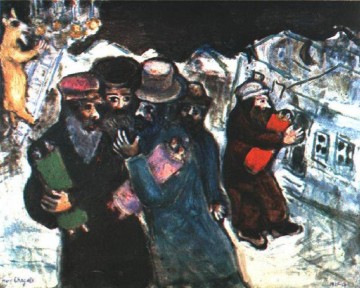 räuber zieht frau aus Ölbilder verkaufen - Rückkehr aus der Synagoge Zeitgenosse Marc Chagall